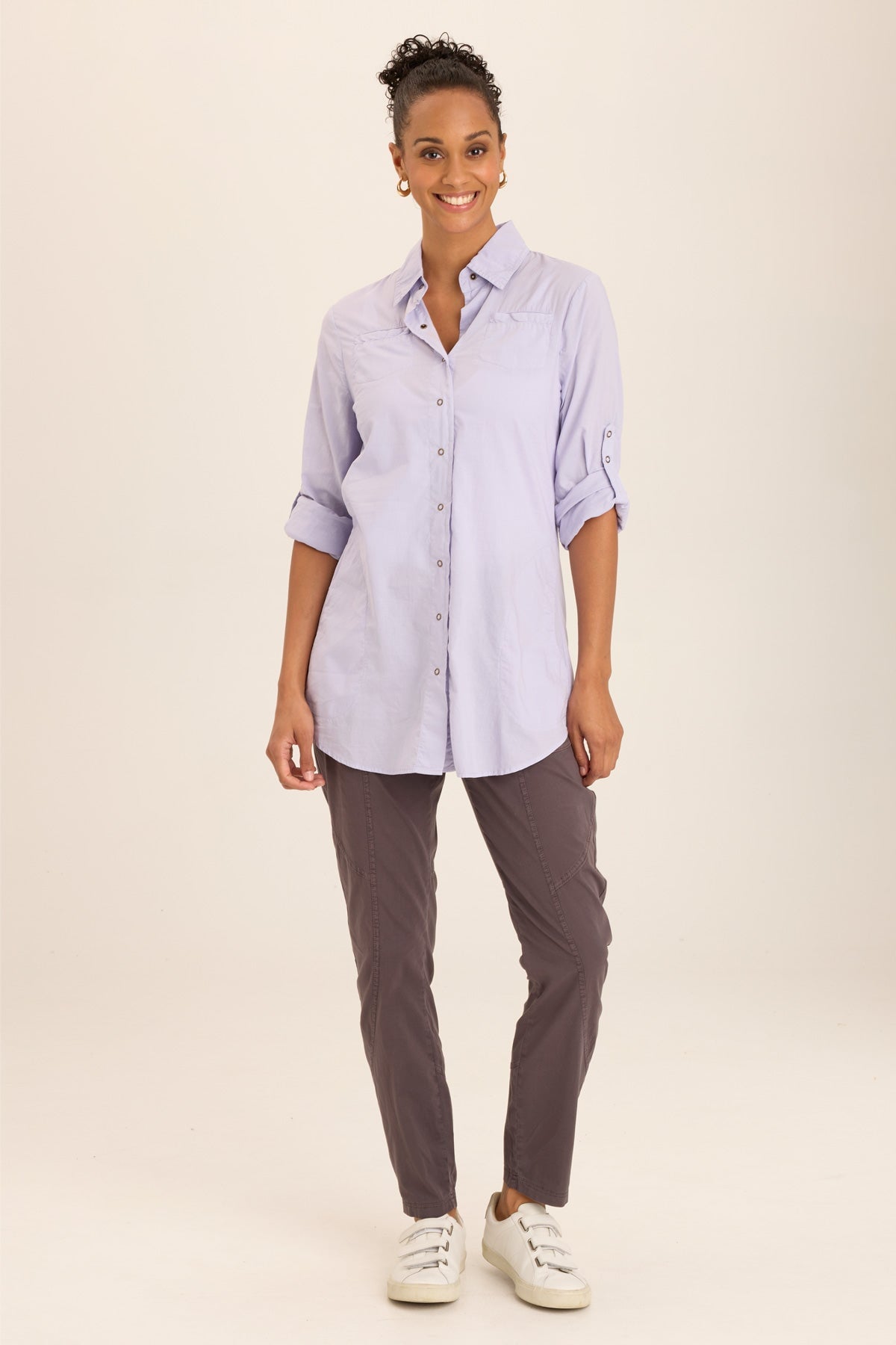Reporter Soft Voile Button-Down Blouse