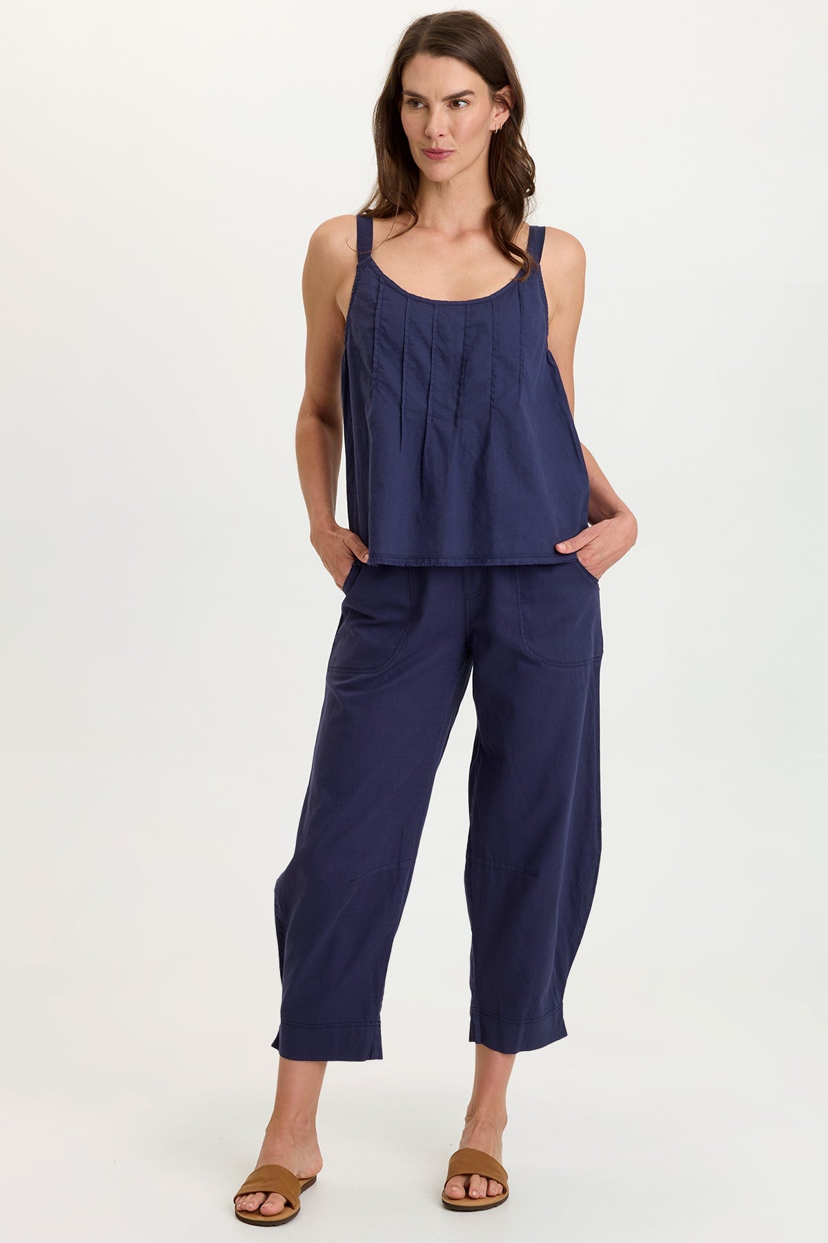 Shawnie Linen Billowy Pintuck Tank