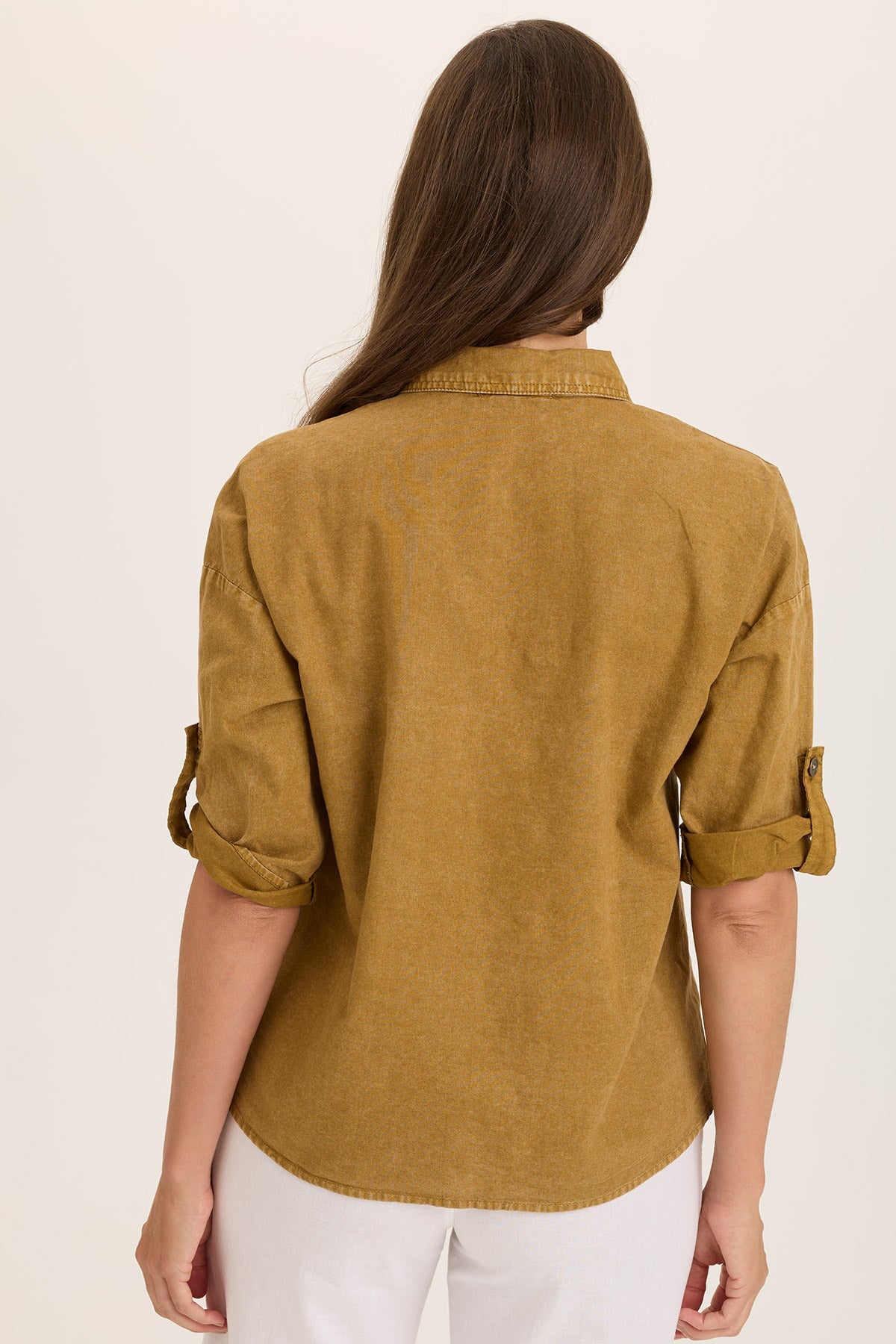 Carrie Linen 3/4-Sleeve Button-Up