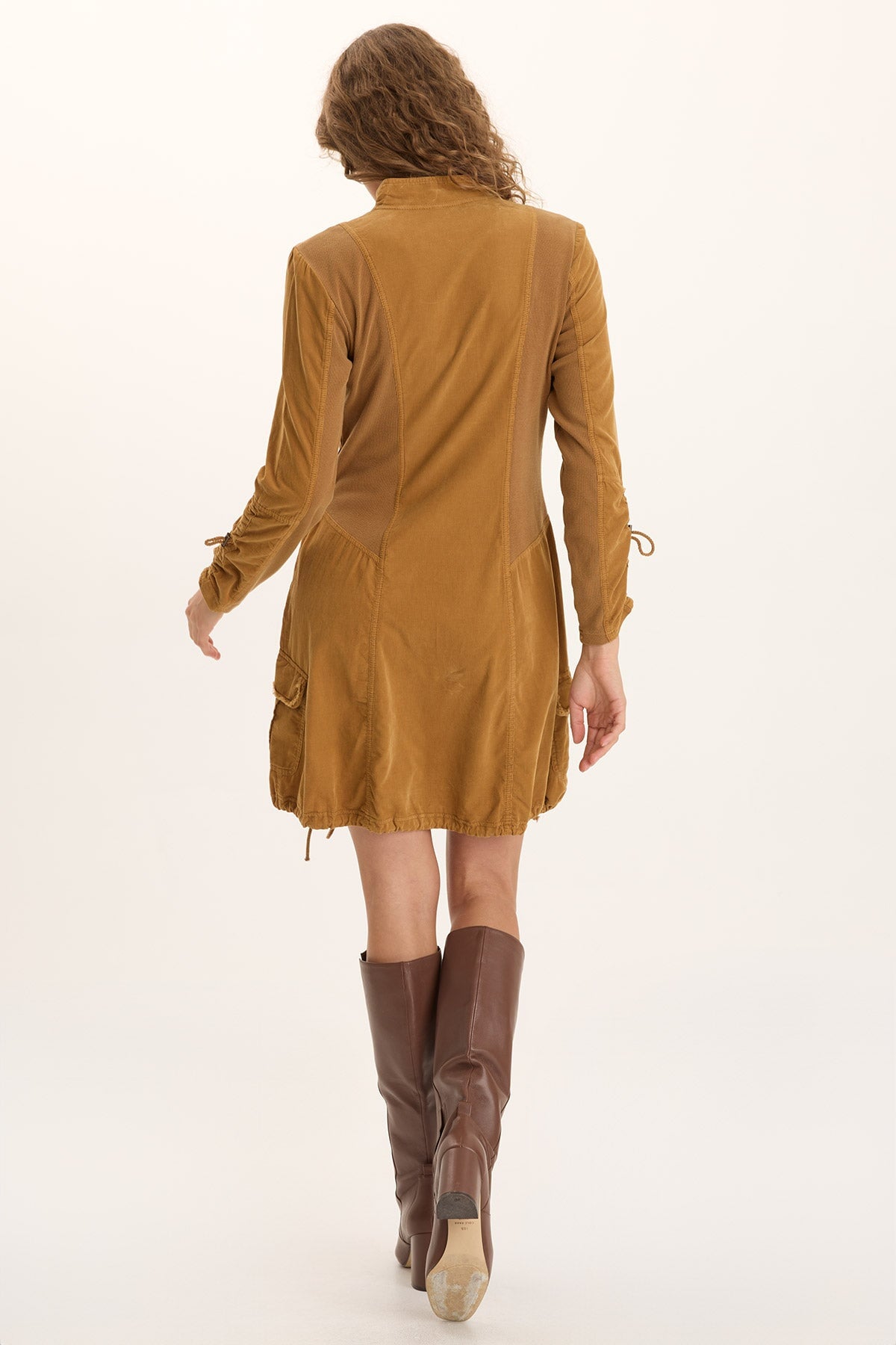 Anu Corduroy/Jersey Cinched Jacket-Dress