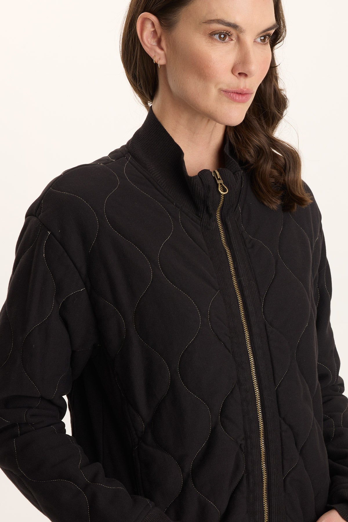 Torston Quilted Longline Double Zipper Coat