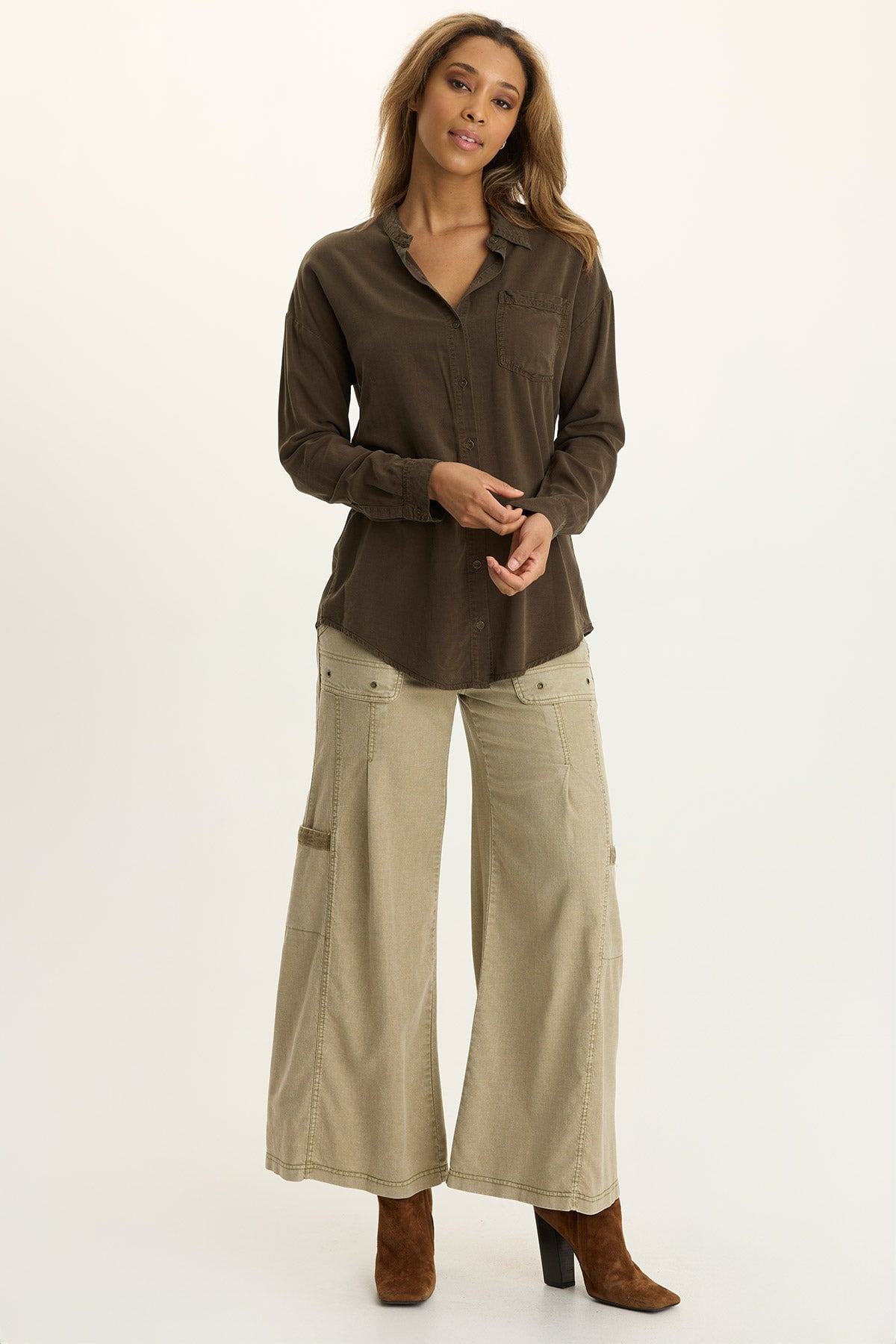 Tove Twill Cargo Wide-Leg Pant