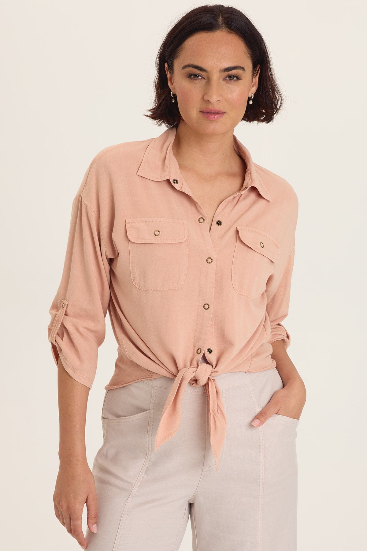Tyrell Lightweight Tie-Front Button-Up