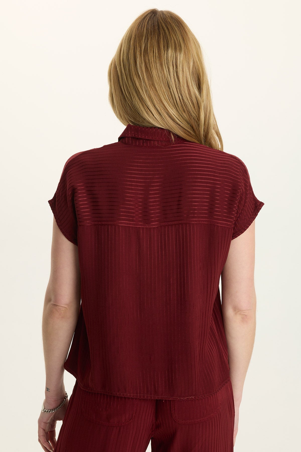 Swain Satin Stripe Short-Sleeve Button-Up