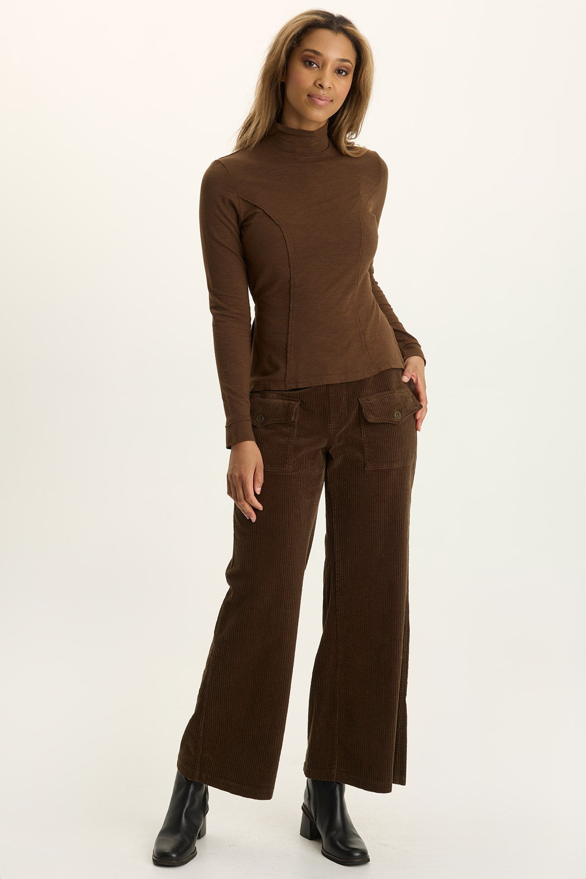 Kari Jersey Mock-Neck Peplum Top