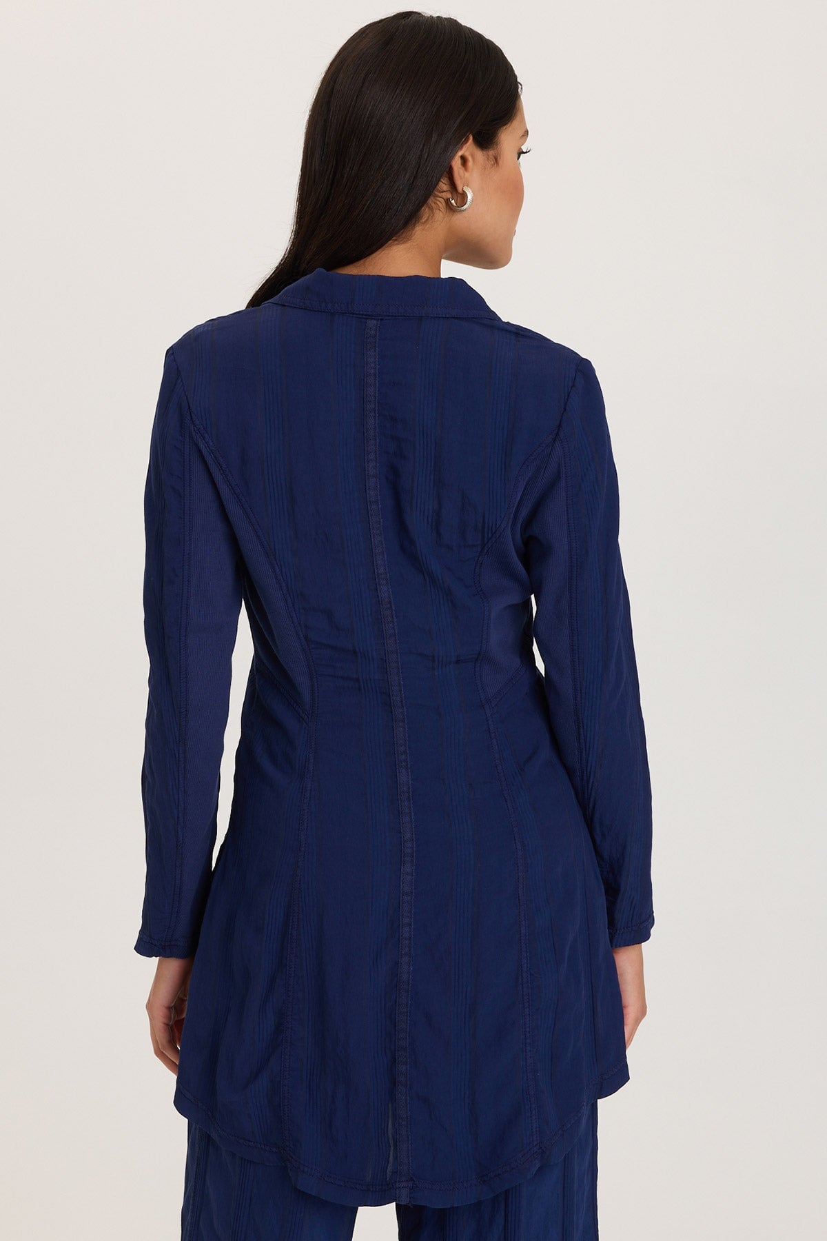 Barron Textured Stripe Long Blazer