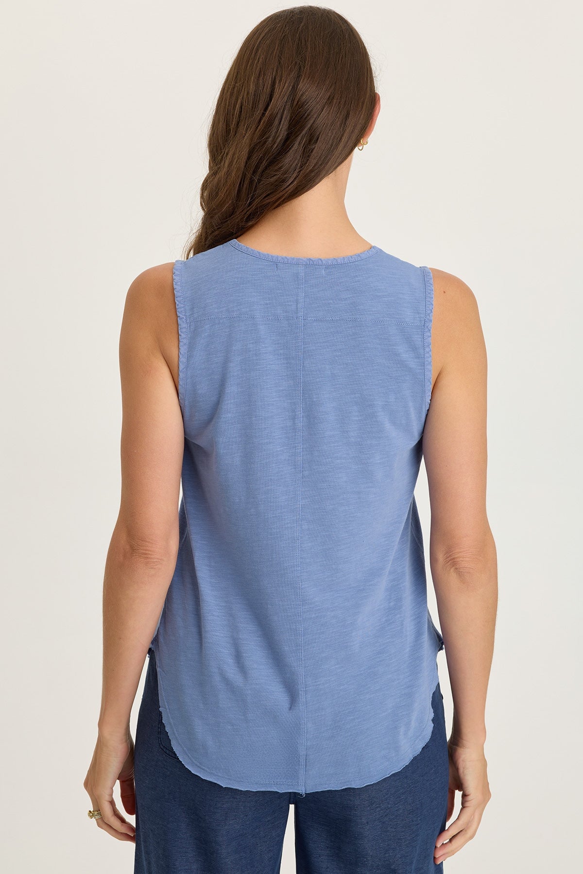 Nila Twill/Jersey V-Neck Tank