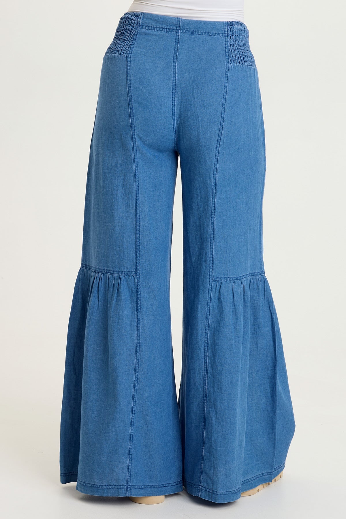 Zain Indigo Twill Tiered Wide Leg