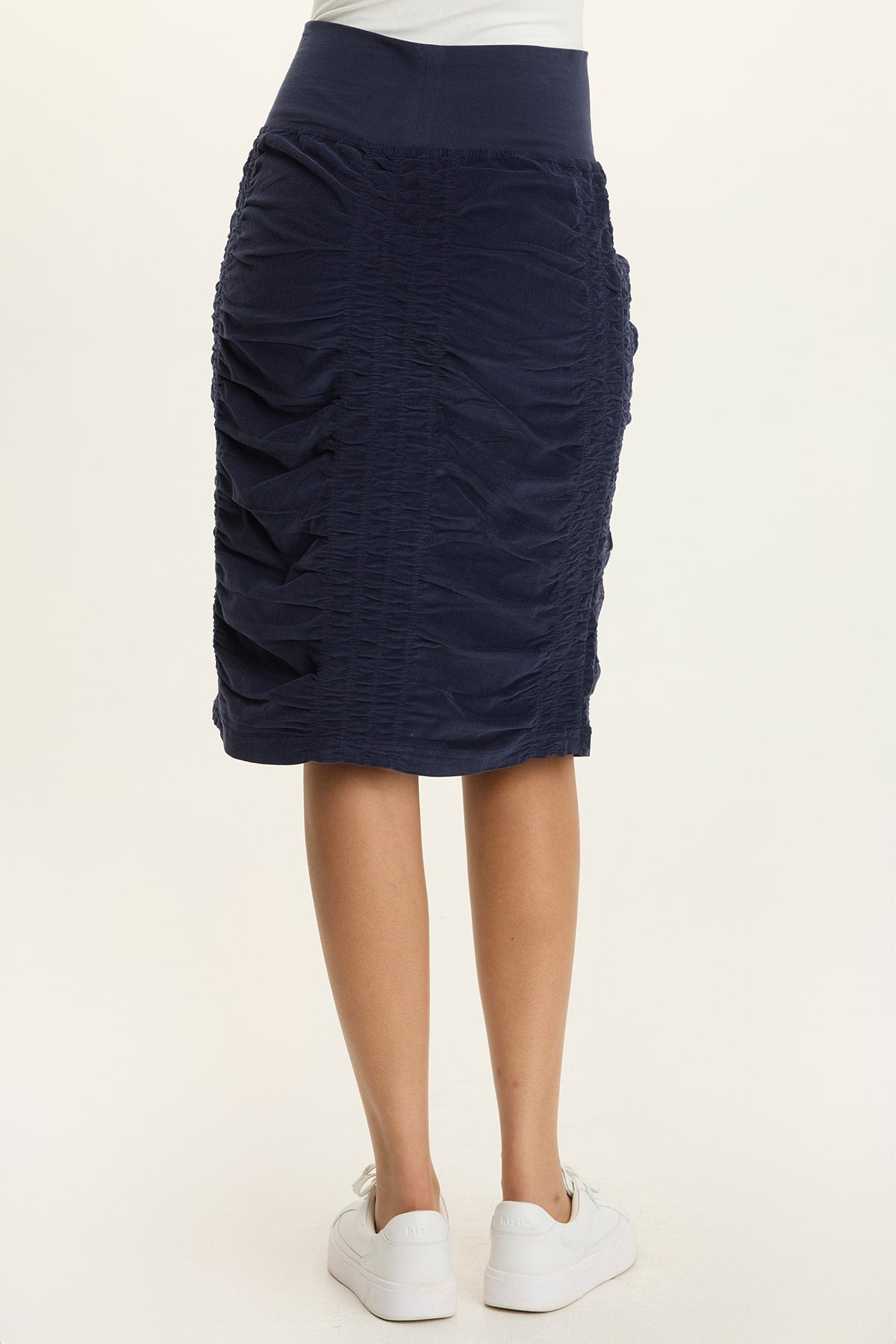 Trace Cord Ruched Midi Skirt