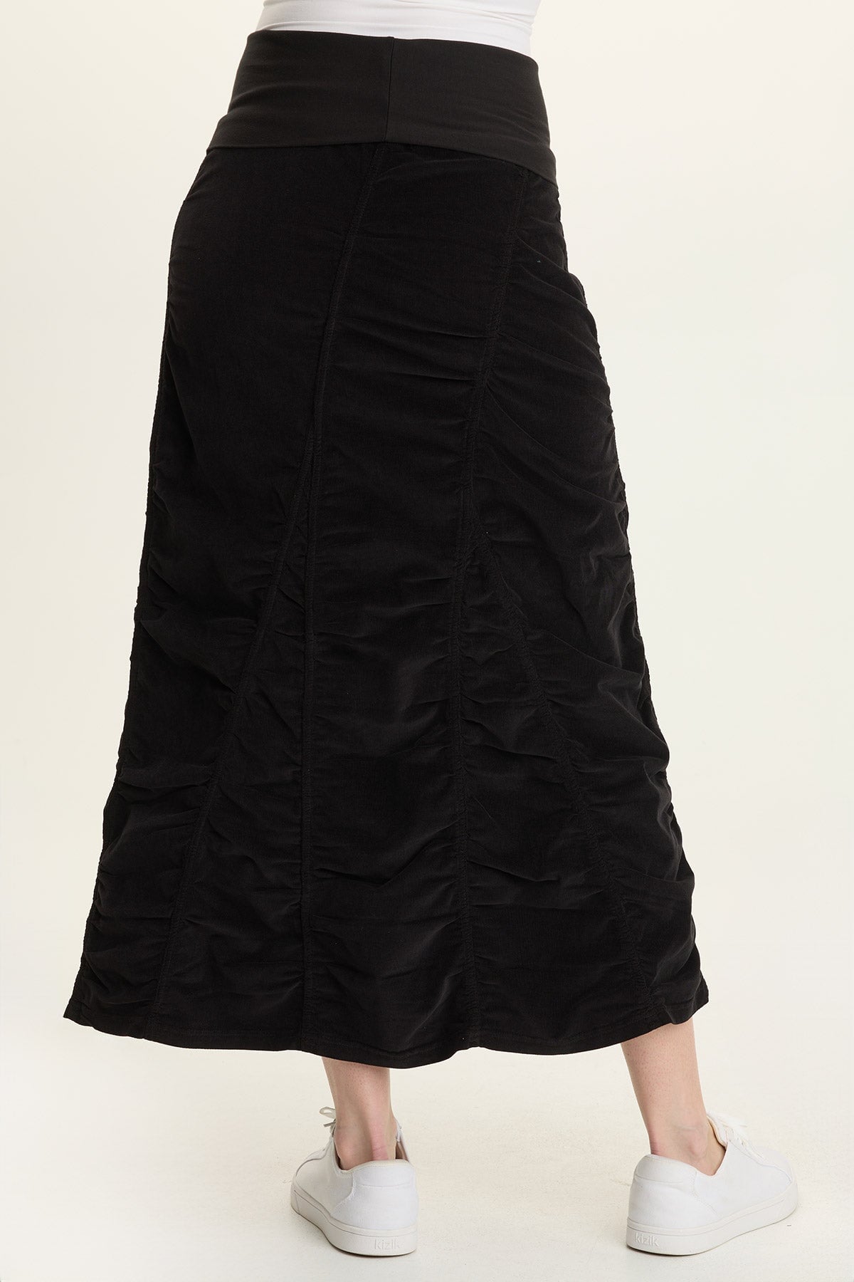 Cord Shirred Peasant Skirt