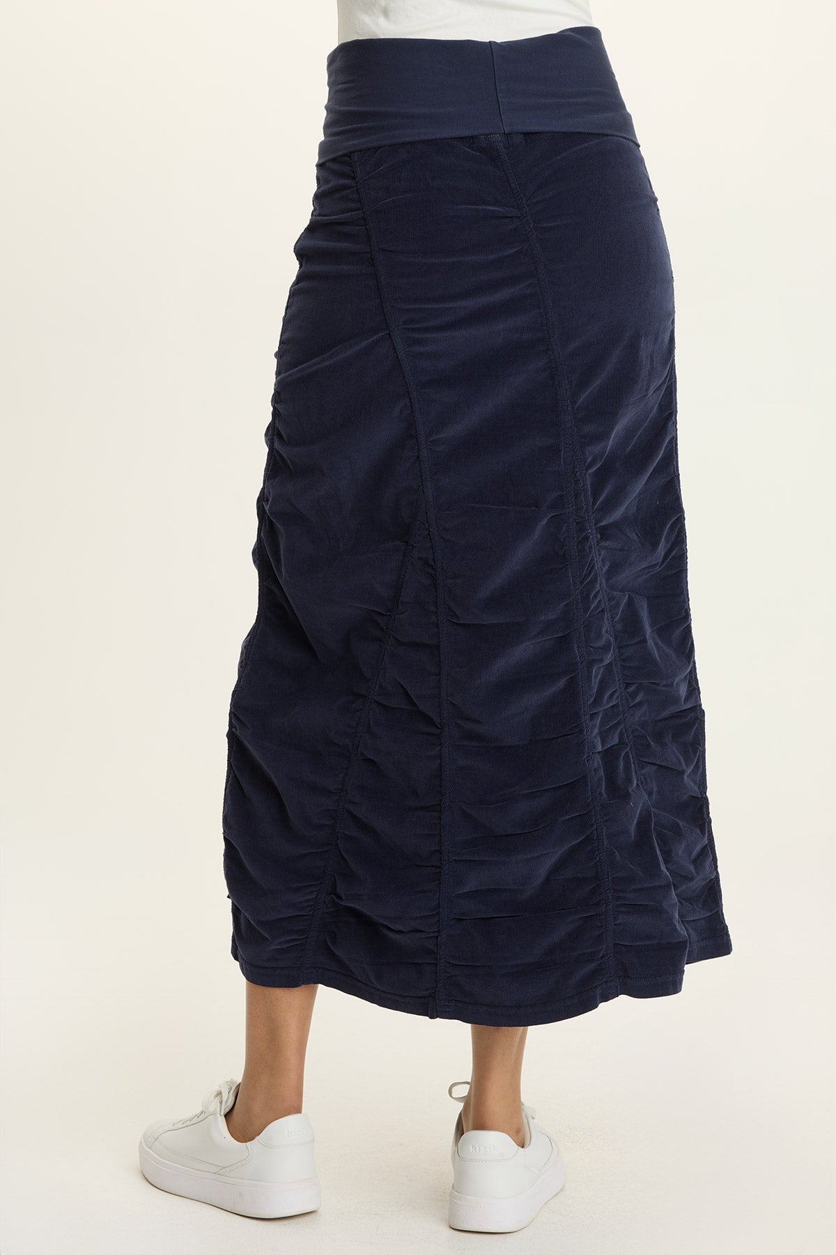 Cord Shirred Peasant Skirt