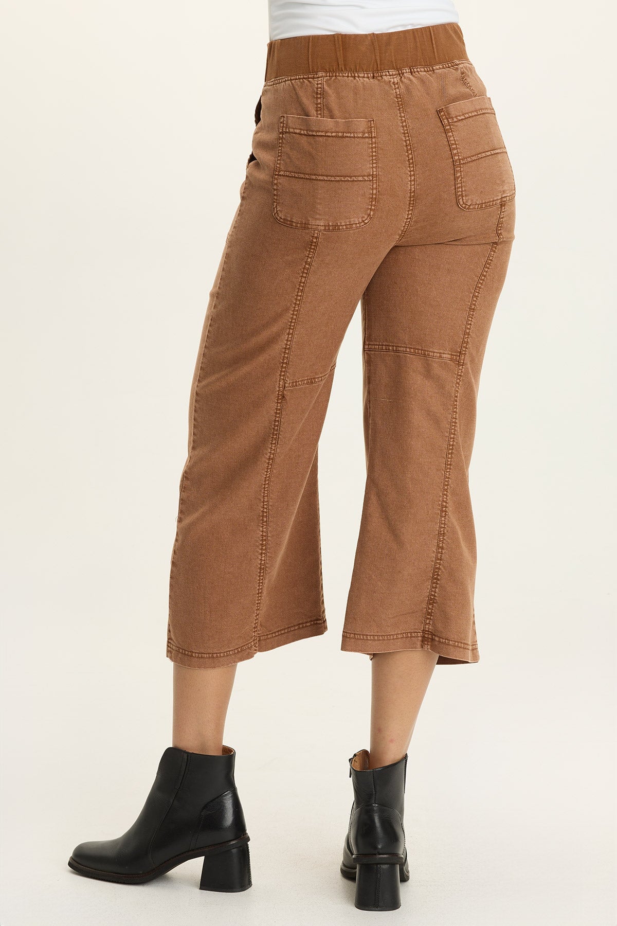 Eileen Twill Wide-Leg Crop Pant