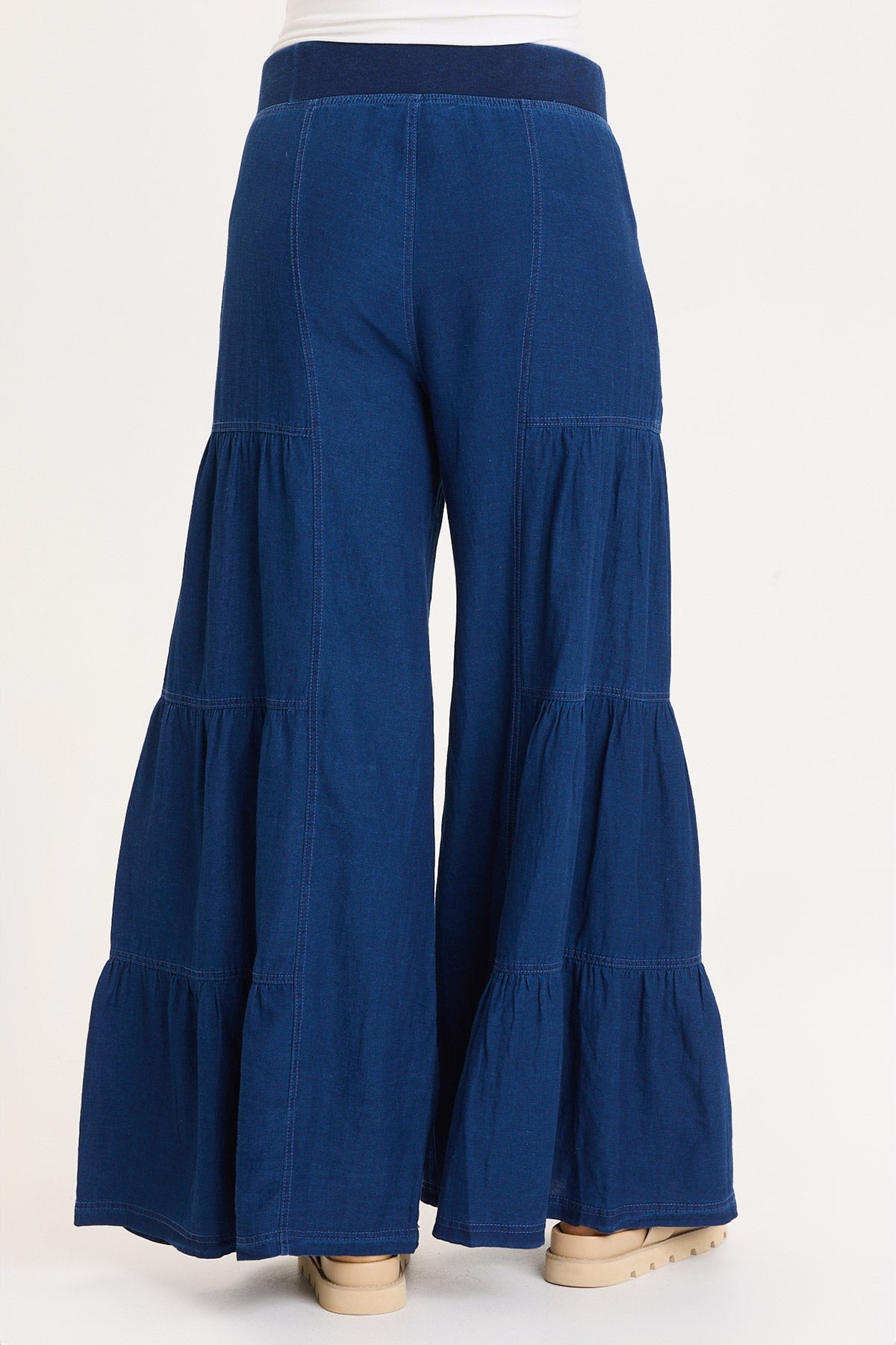 Dugan Mock-Denim Side Tiered Wide Leg Pant