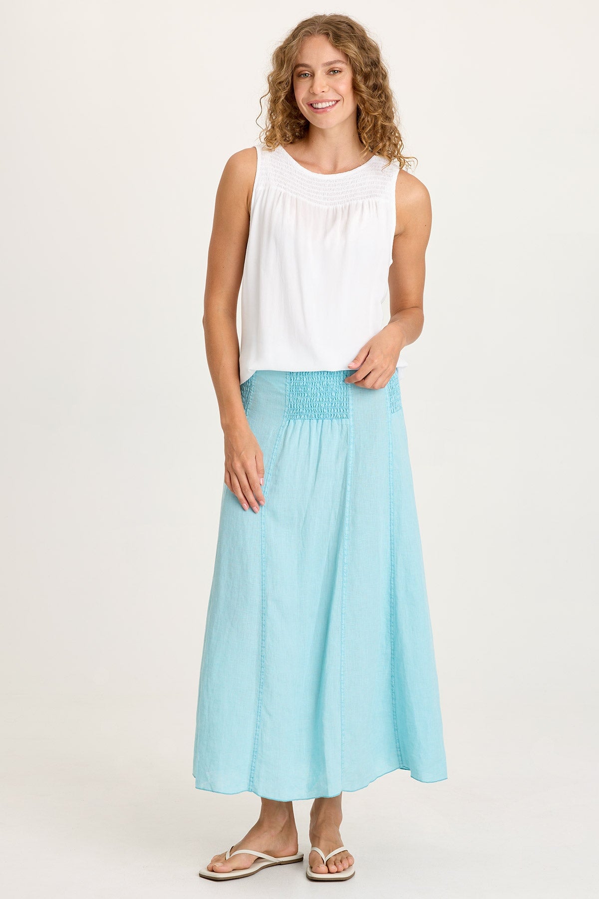Blake Linen Smocked Skirt/Dress