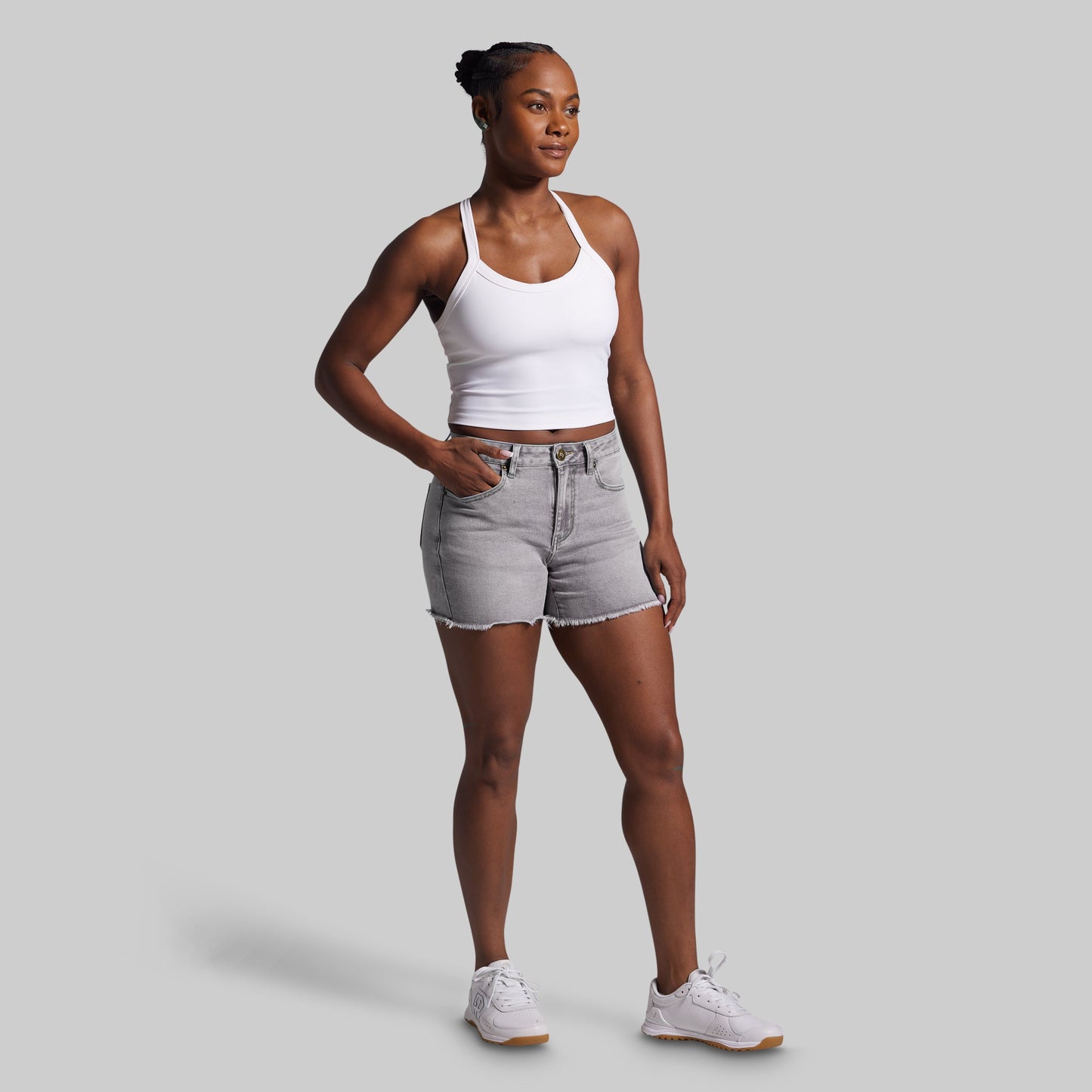 FLEX Stretchy Jean Short (Light Grey Wash)