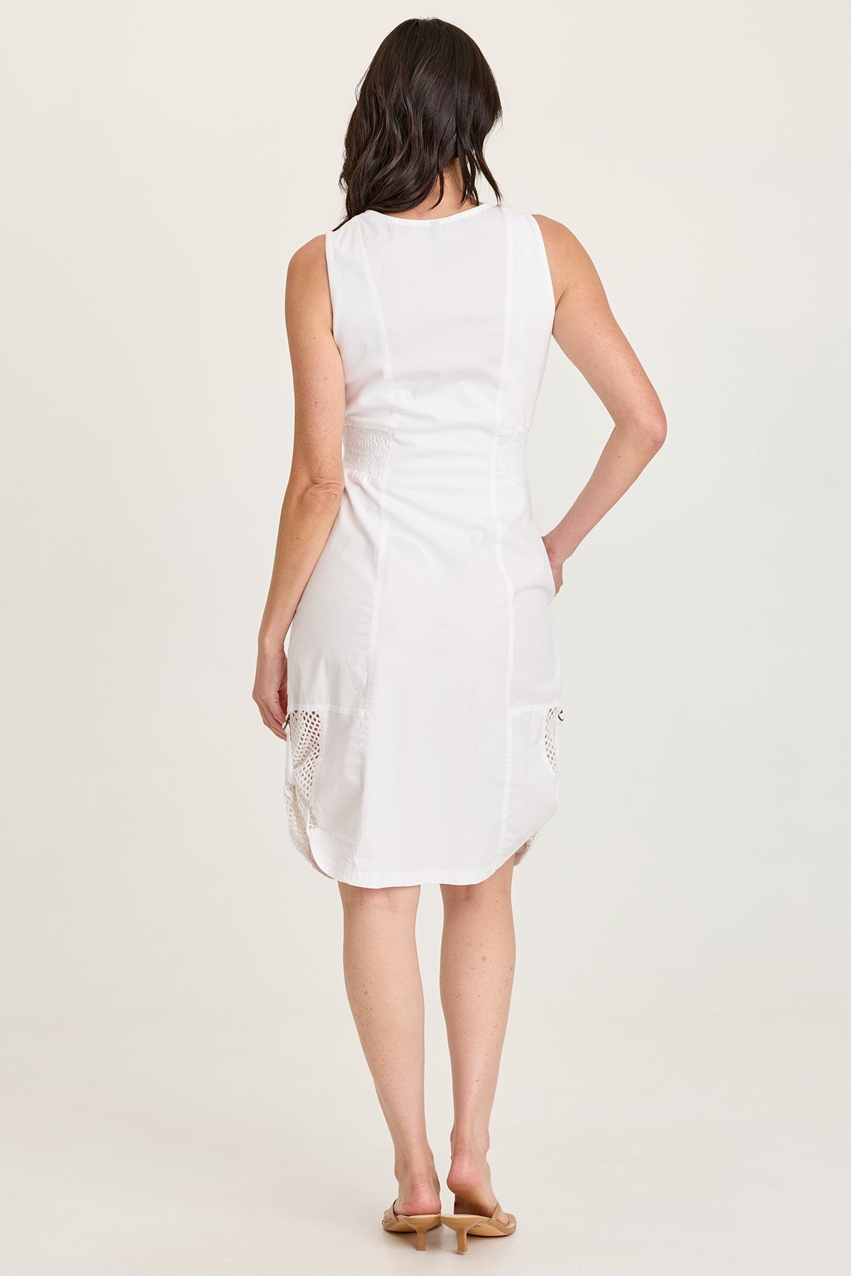 Holland Poplin/Mesh Front-Zip Dress