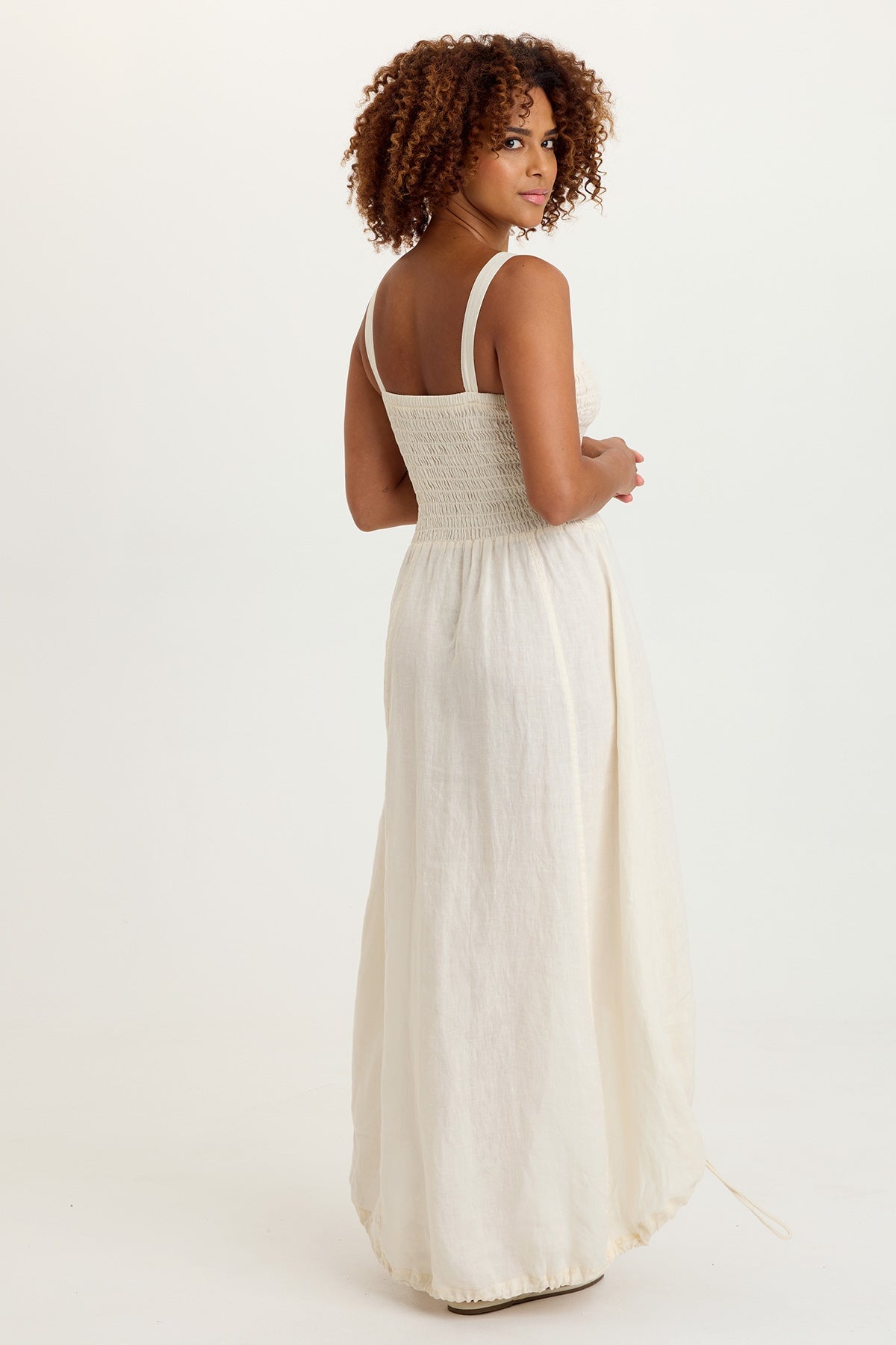 Neisha Linen Smocked Bodice Dress