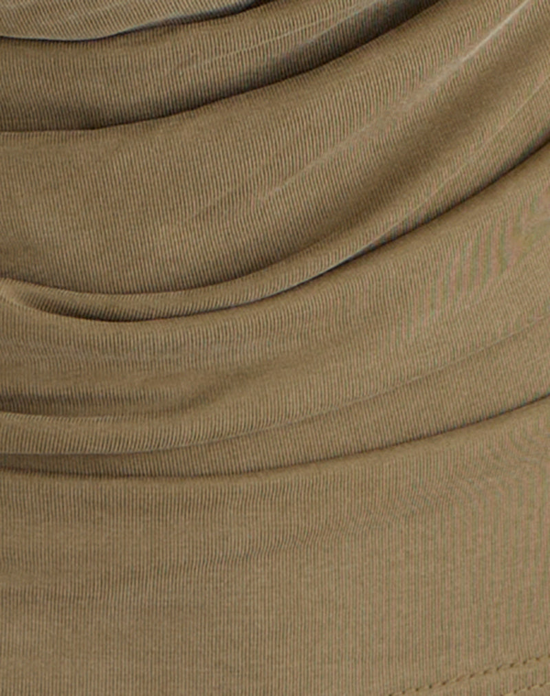 Adaya Long Sleeve Cowl Top in Cupro Olive Stone