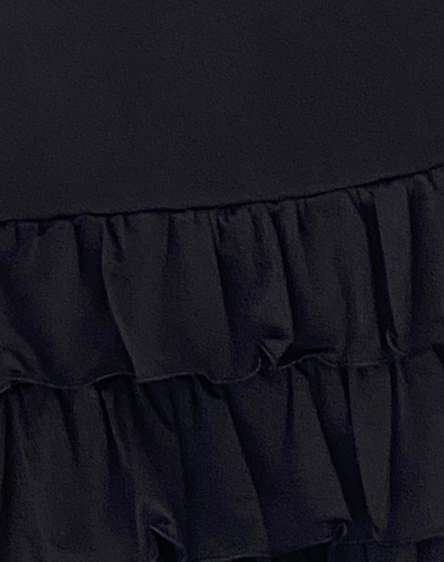 Aella Bardot Ruffle Dress in Black