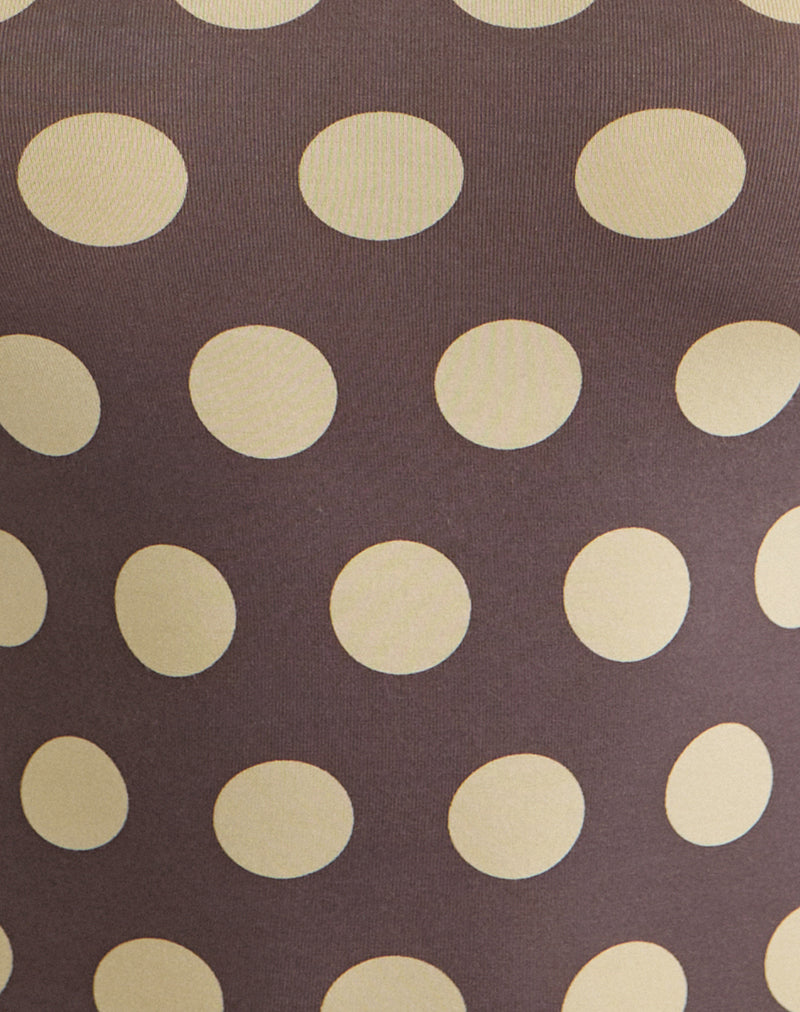 Agneta Tee in Brown with Big Yellow Polka Dots
