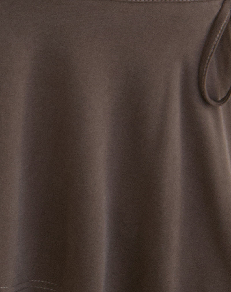 Amata Trouser Skirt in Cupro Dark Brown