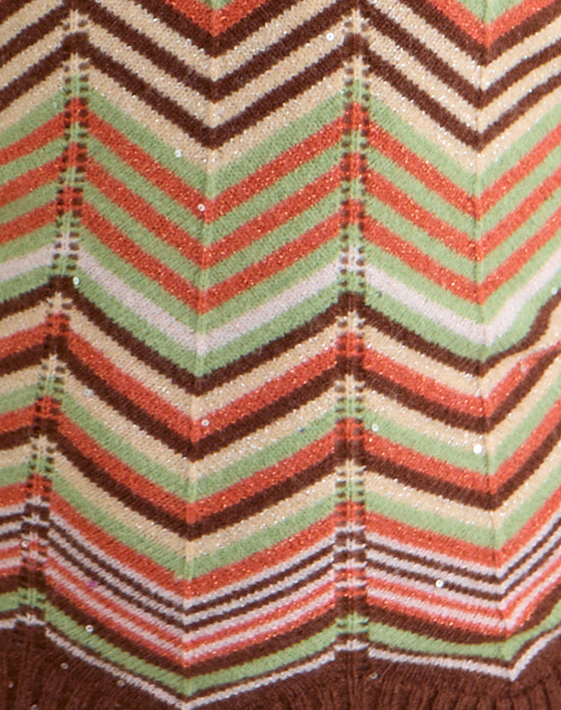 Anona Halter Top in Green Multi Stripe