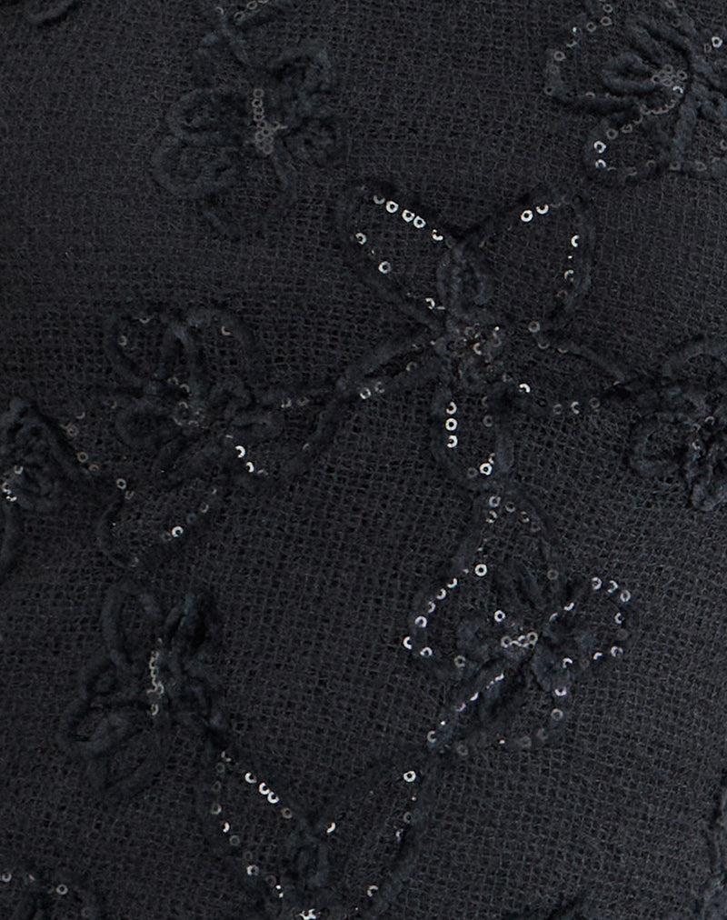 Argeila Halter Top in Sequin Knit Black