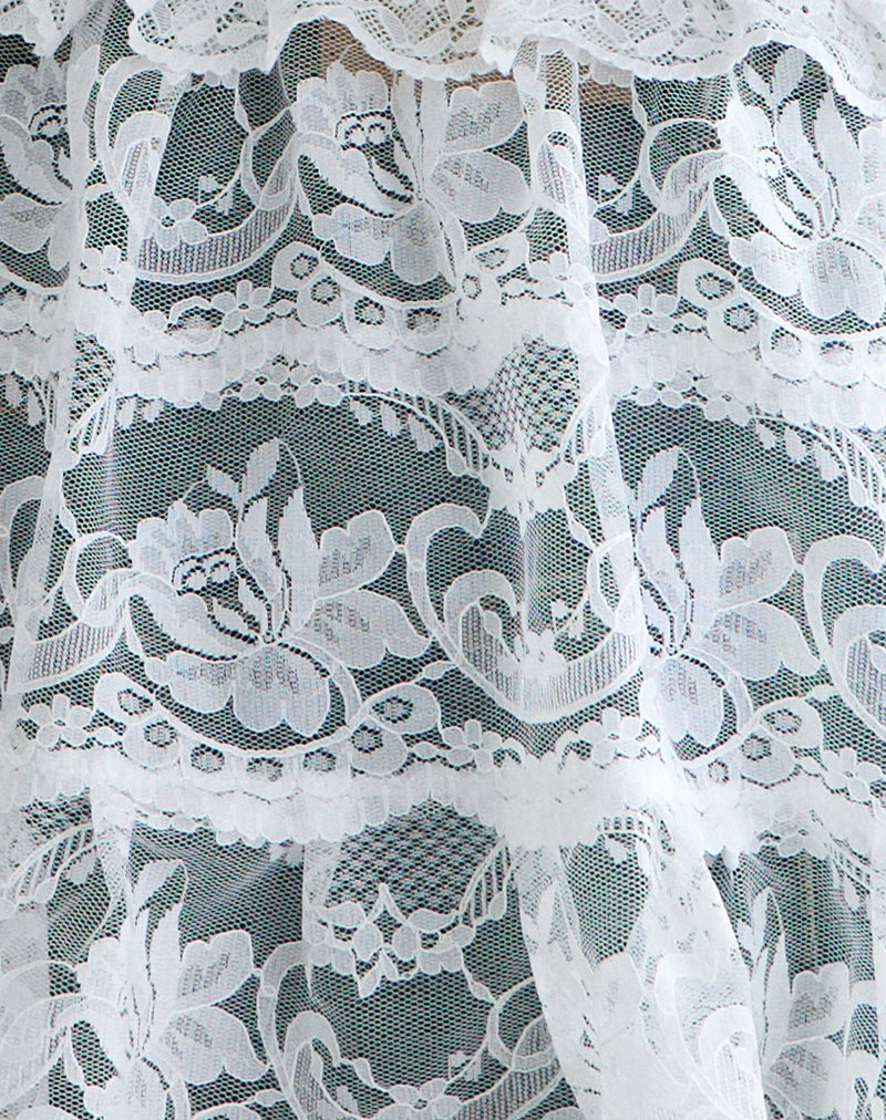Asa Wrap Belt Skirt in Lace White