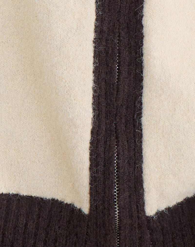 Asrar Jumper in Knit Cream and Brown