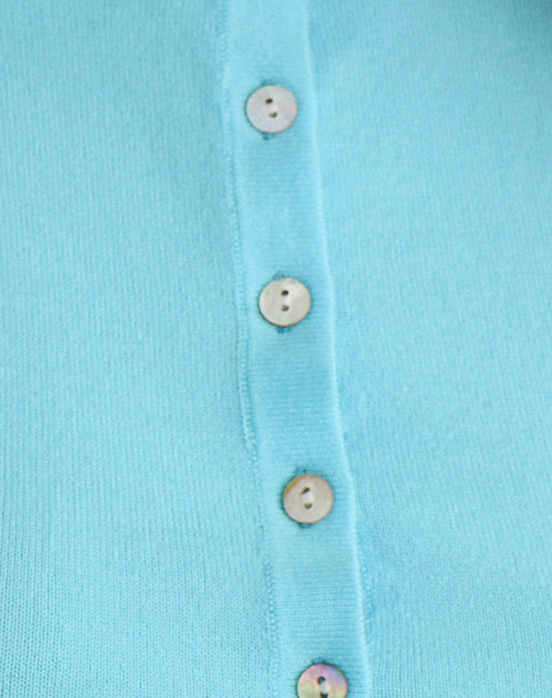 Baniah Cropped Cardigan in Flat Knit Blue