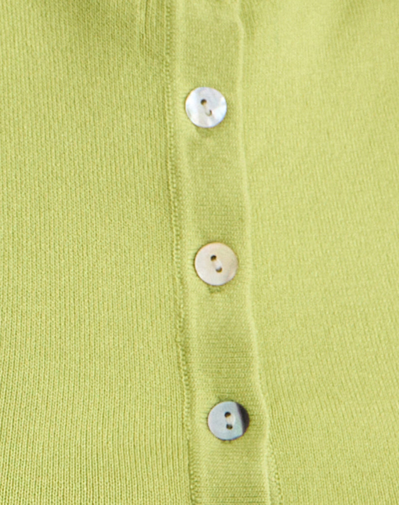 Baniah Cropped Cardigan in Flat Knit Lily Green