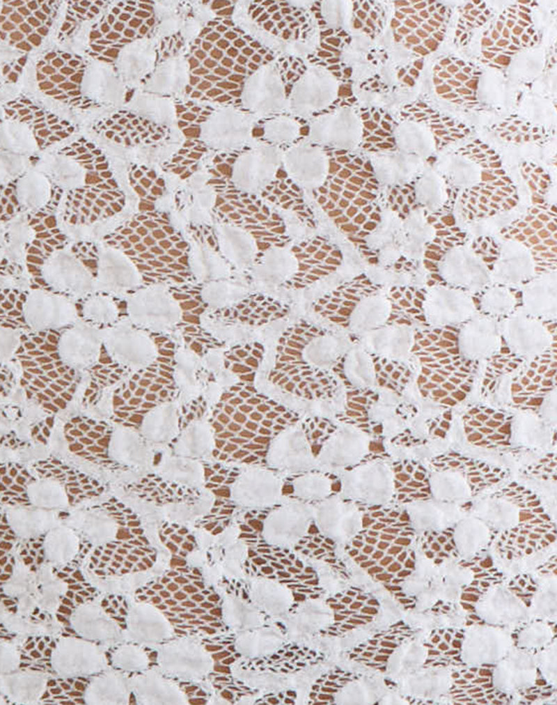 Beerus Long Sleeve Mock Neck Top in Lace Ivory