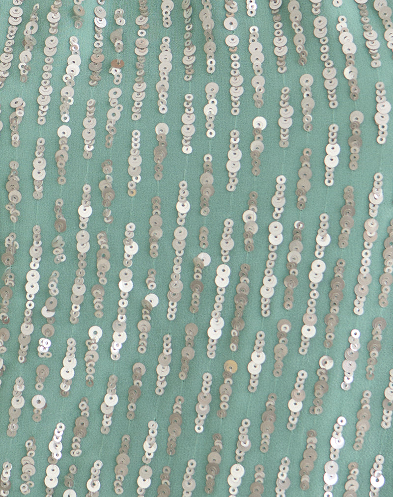 Beyi Halterneck Top in Chiffon Sequin Jade