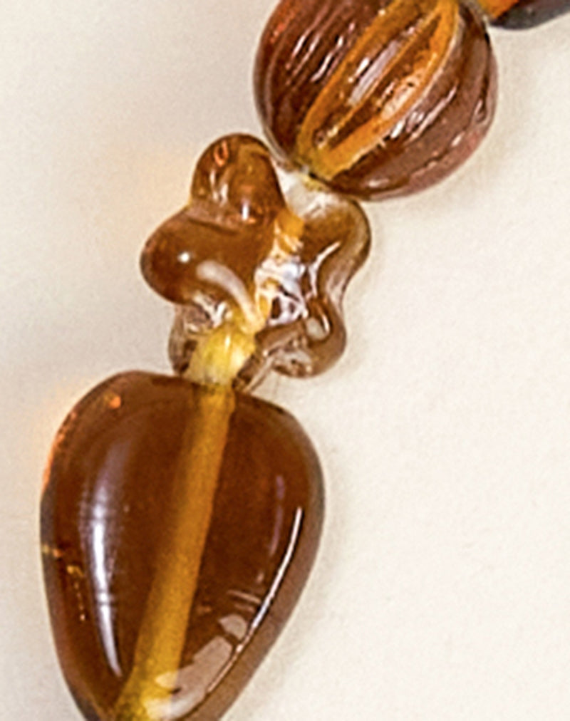 Brown and Yellow Glass Beaded Gold Plated Necklace