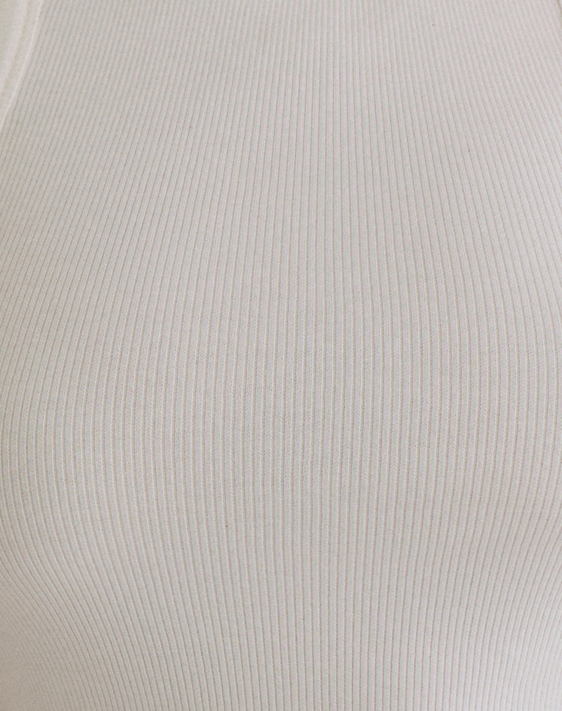 Cariter Racer Vest Top in Ribbed Off White