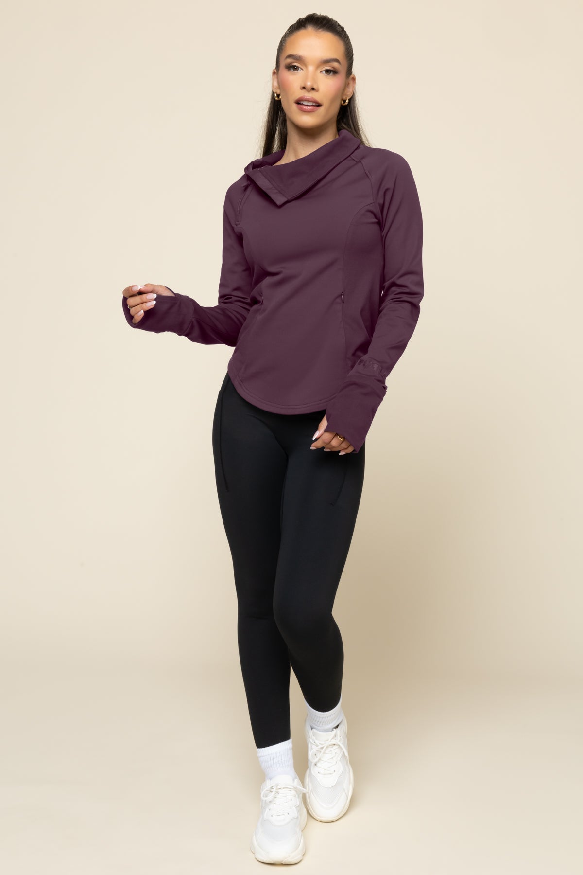 Chasing Pavements Mockneck Pullover - Aubergine