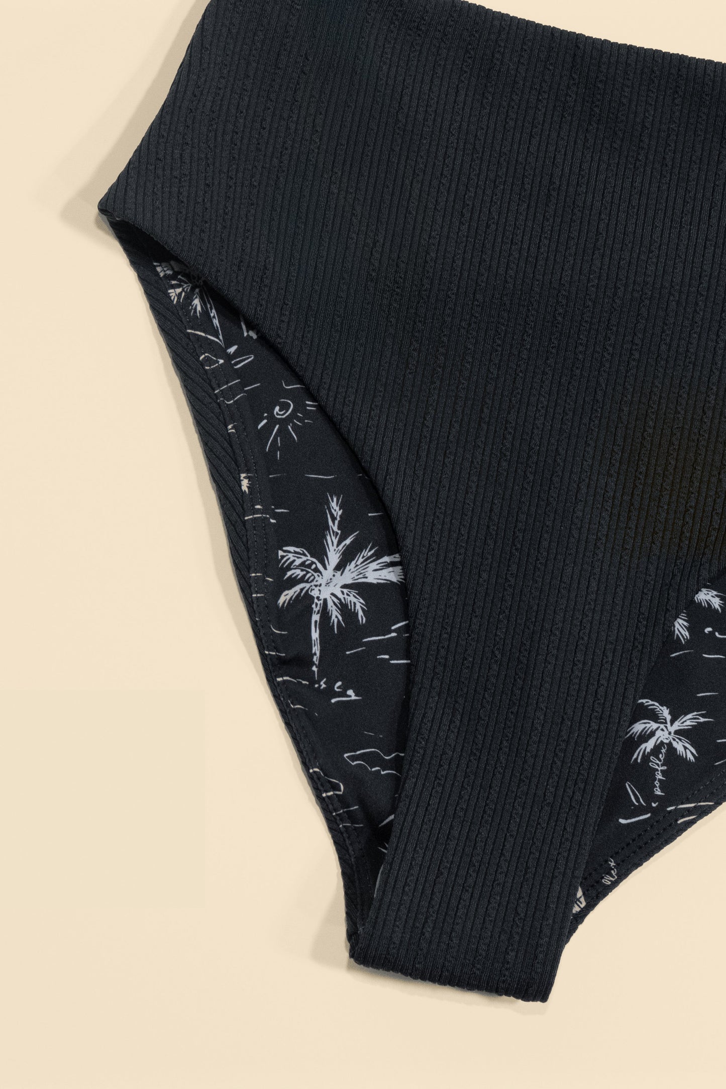 High Tide Cheeky Bikini Bottom - Black Bold Rib
