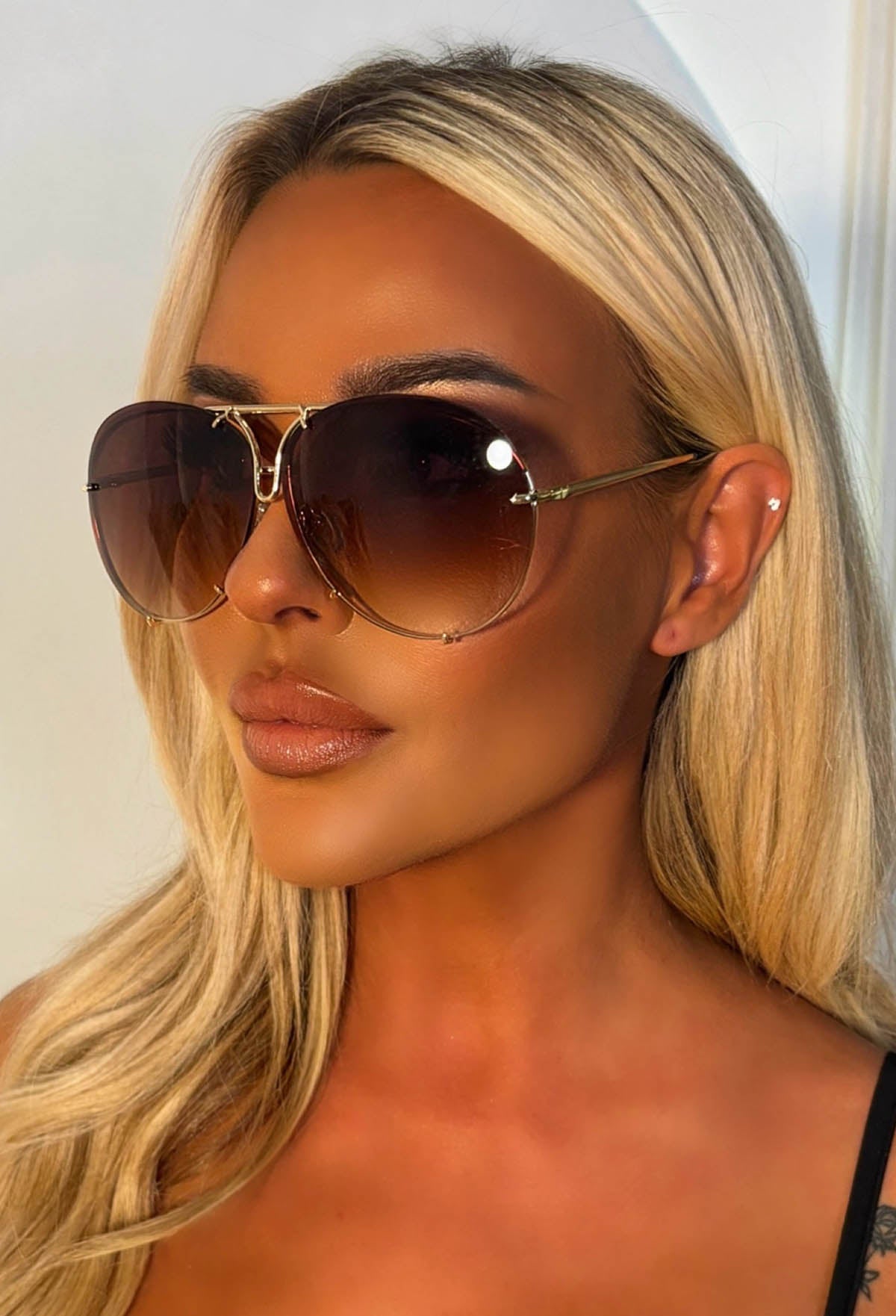 Fly Me Out Brown Aviator Sunglasses