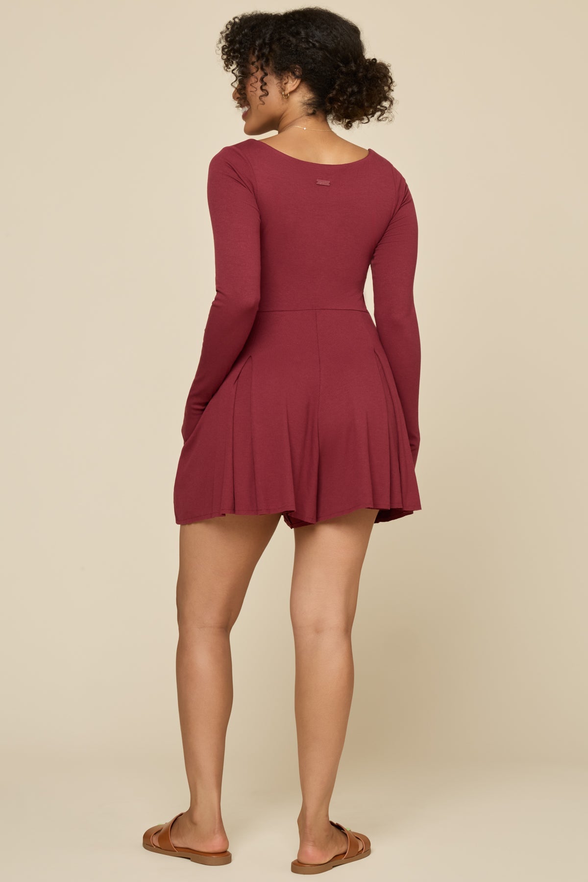 Go with the Flow Long Sleeve Romper - Crimson