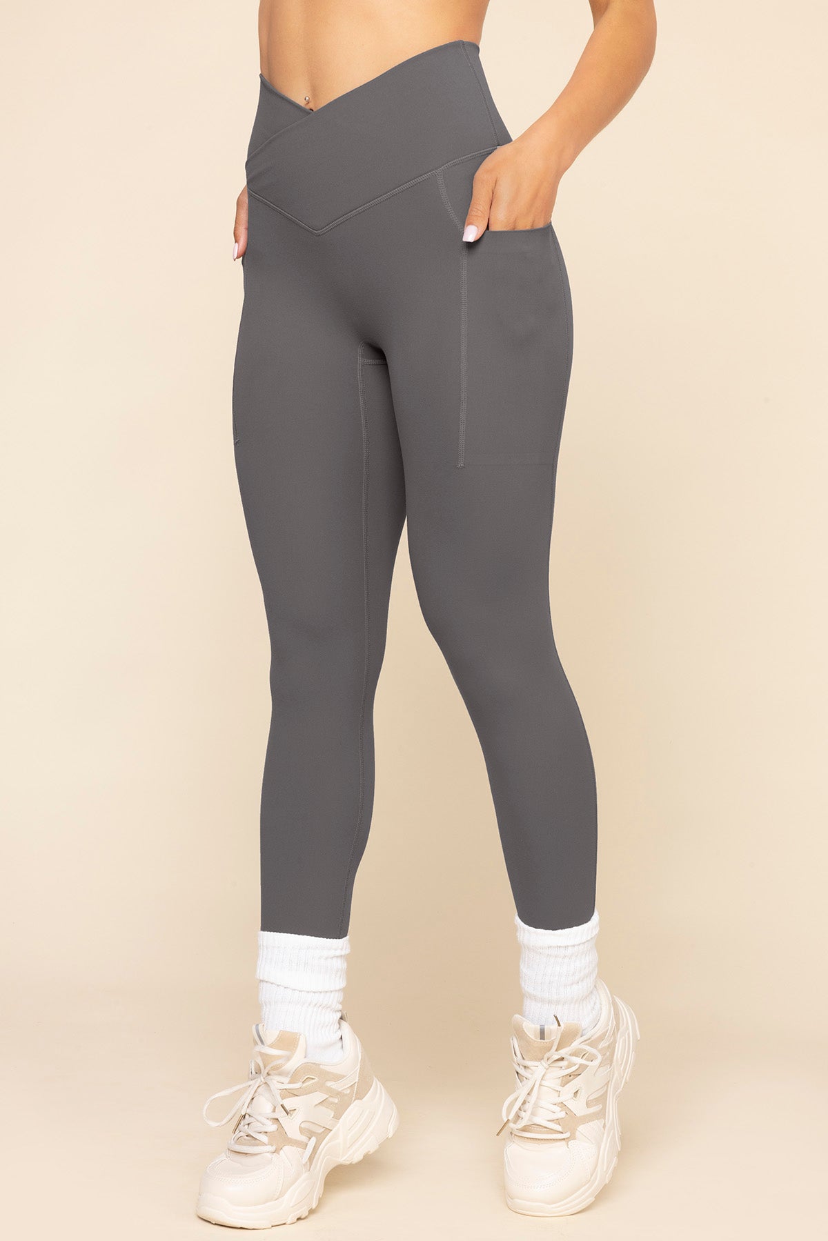 Crisscross Hourglass® Legging with Pockets - Slate