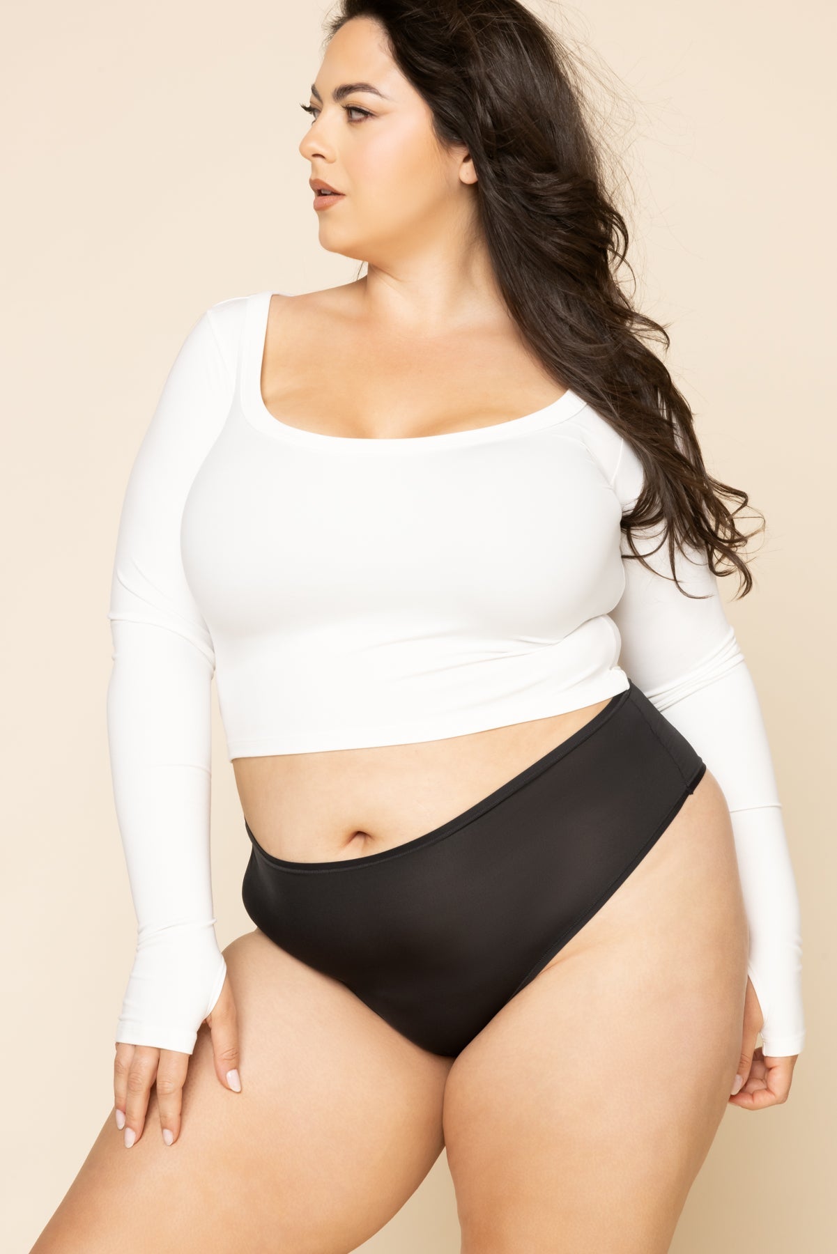 Next to Nothing Higher Rise Thong Panty - Black