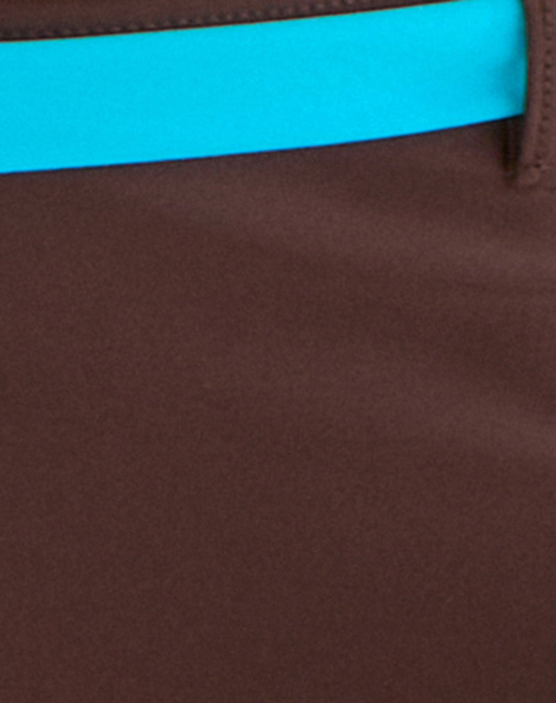 Avi Swim Short in Brown with Blue Belt