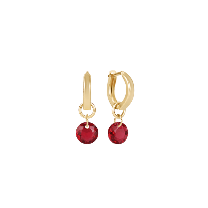 Enewton Reflections Ruby Red Crystal Birthstone Huggie Earrings – 14kt Gold Filled Enewton Reflections Ruby Red Crystal Birthstone Huggie Earrings – 14kt Gold Filled Earrings