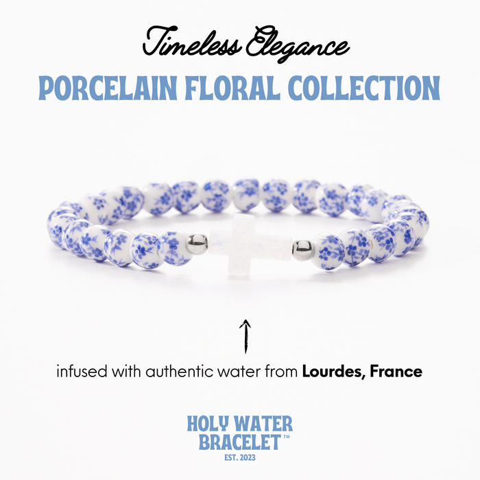 Holy Water Porcelain Floral Bead Cross Bracelet Holy Water Porcelain Floral Bead Cross Bracelet Bracelet