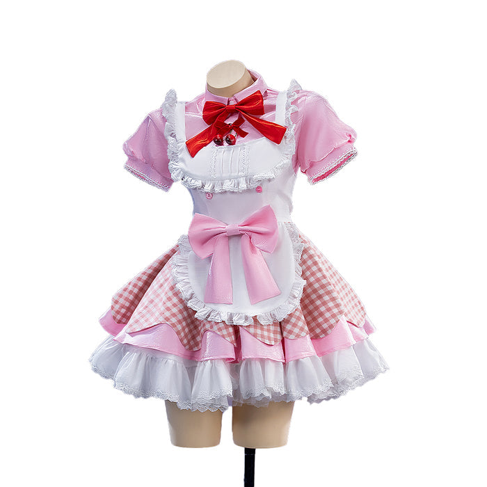 【In Stock】DokiDoki-R Game Cosplay Costume Cute Pink Maid Dress