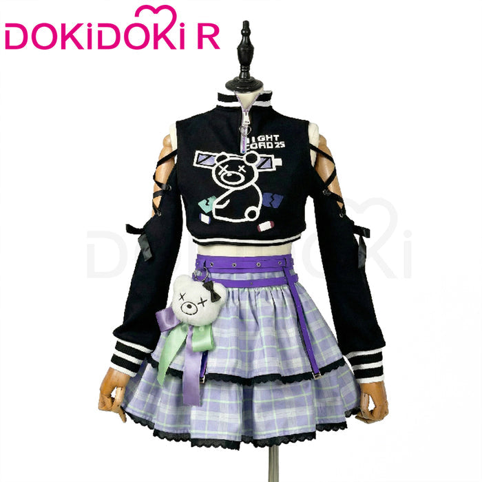 【In Stock】DokiDoki-R Game Cosplay Off-shoulder Top Short Blue Dress Costume Casual Wear