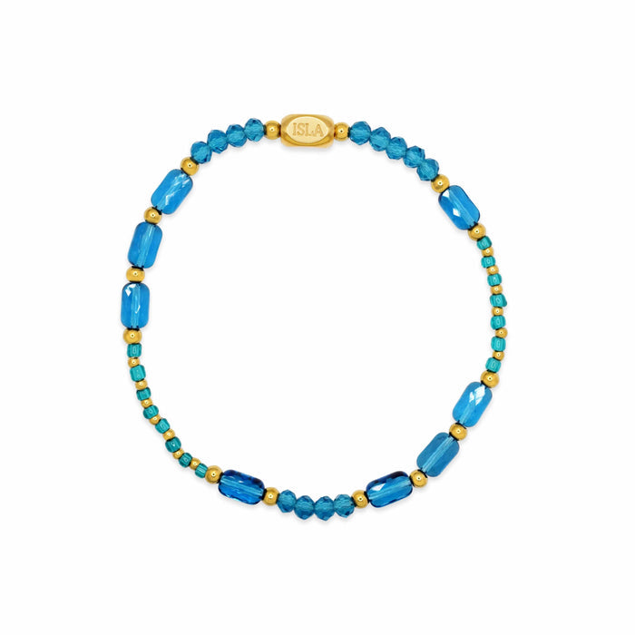 Isla Coastal Crystals Big Sur Waterproof Stretch Bracelet – Turks Caicos & Gold Isla Coastal Crystals Big Sur Waterproof Stretch Bracelet – Turks Caicos & Gold Bracelet