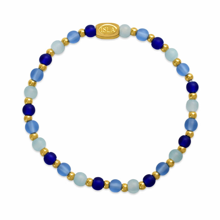 Isla Waterproof Beads of the Sea Stretch Bracelet – Bella Blues Seaglass & Gold, Tarnish-Free Isla Waterproof Beads of the Sea Stretch Bracelet – Bella Blues Seaglass & Gold, Tarnish-Free Bracelet