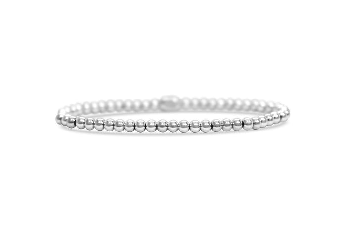 Isla Waterproof Stretch Bracelet – 4mm Silver Beaded, Tarnish-Free Isla Waterproof Stretch Bracelet – 4mm Silver Beaded, Tarnish-Free Bracelet