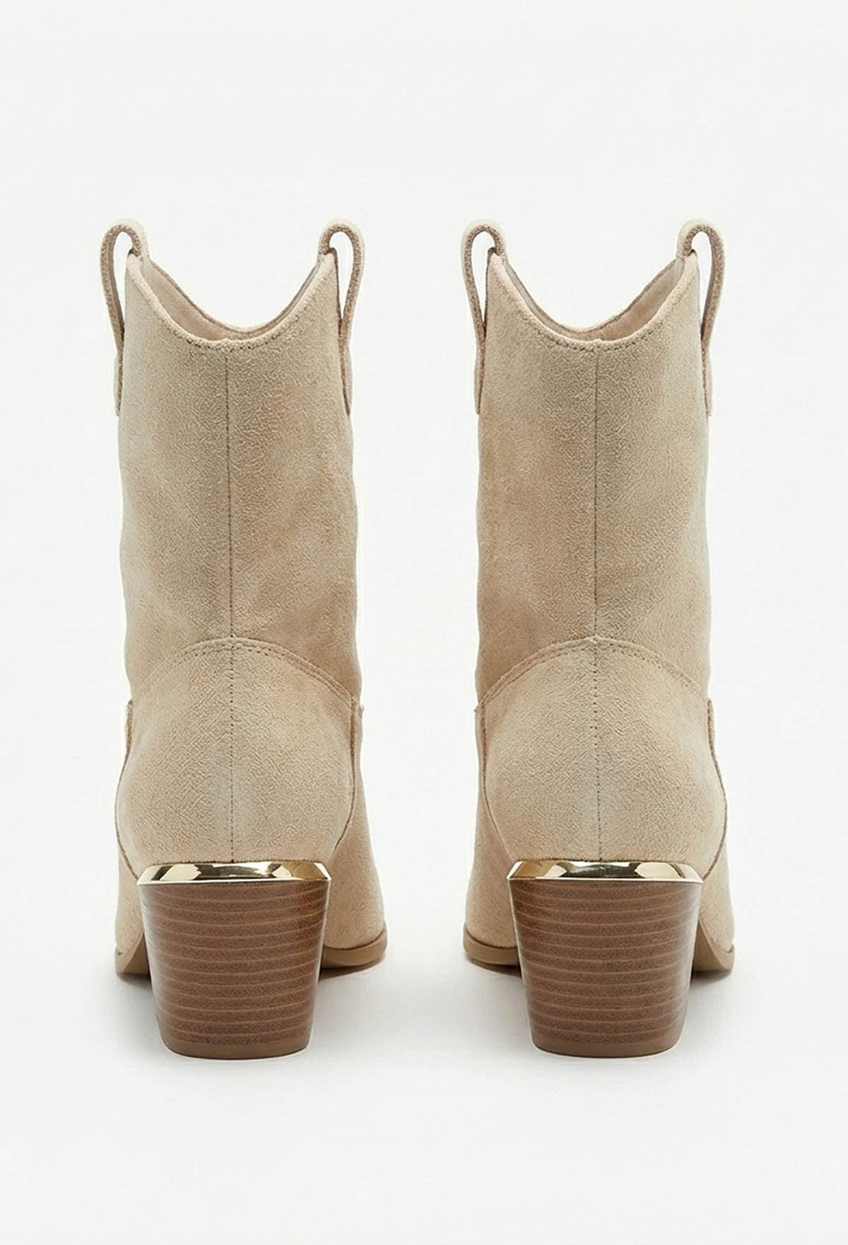 Just For Kicks Beige Faux Suede Cowboy Boots